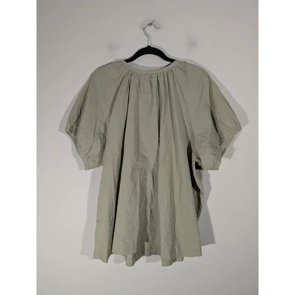 Maurices Womens Sage Short Sleeve Button Up Blouse Sz XXL Mature Modest Prairie - Picture 2 of 7